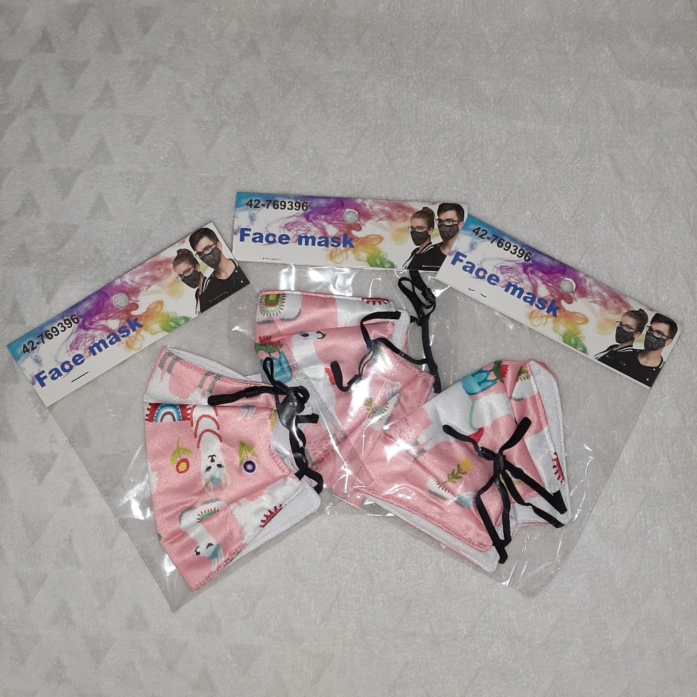 Lot of 3 New Llama Masks Pink